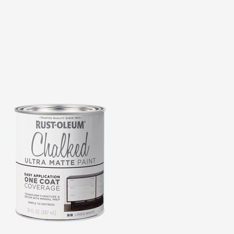 Rust-Oleum Chalked Ultra Matte Linen White Water-Based Acrylic Chalk Paint 30 oz (Pack of 2)