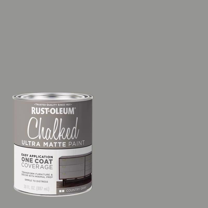 Rust-Oleum Chalked Ultra Matte Country Gray Water-Based Acrylic Chalk Paint 30 oz (Pack of 2)