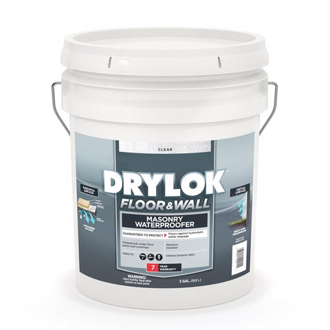 Drylok Floor and Wall High-Gloss Clear Water-Based Latex Masonry Waterproof Sealer 5 gal