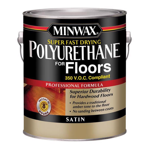Minwax Satin Clear Oil-Based Fast-Drying Polyurethane Floor Varnish 1 gal (Pack of 2)