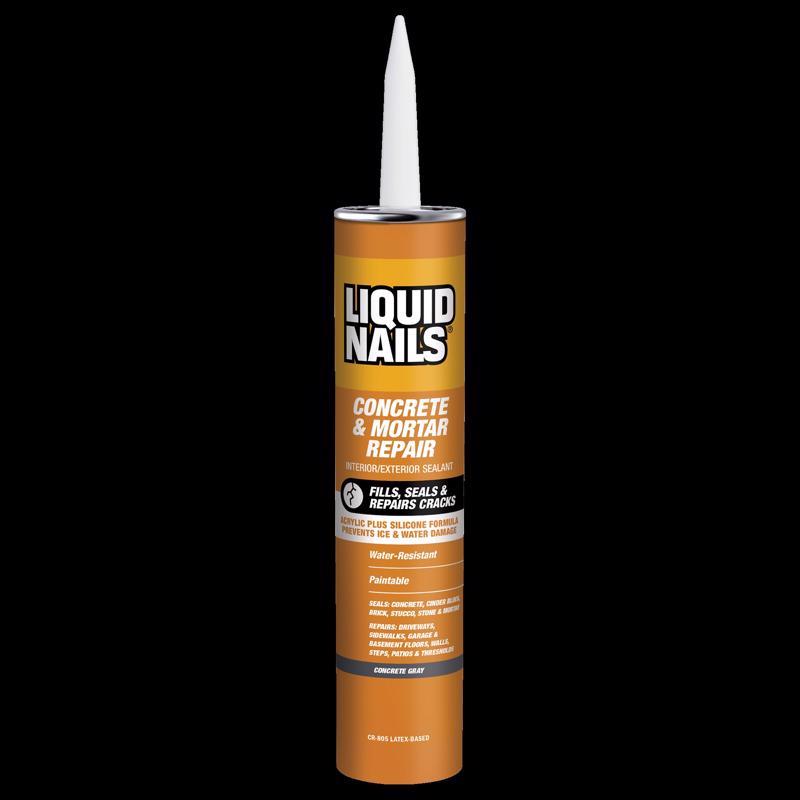 Liquid Nails Concrete & Mortar Repair High Strength Acrylic Gray Concrete Bonding Agent 10.3 oz (Pack of 12)