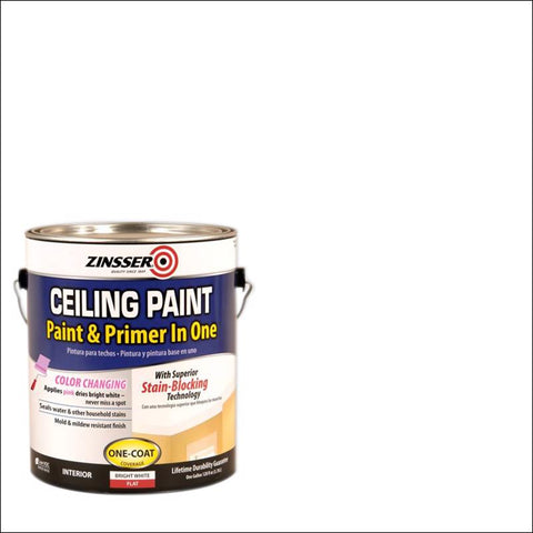 Zinsser Flat Bright White Water-Based Ceiling Paint and Primer in One Interior 1 gal (Pack of 2)