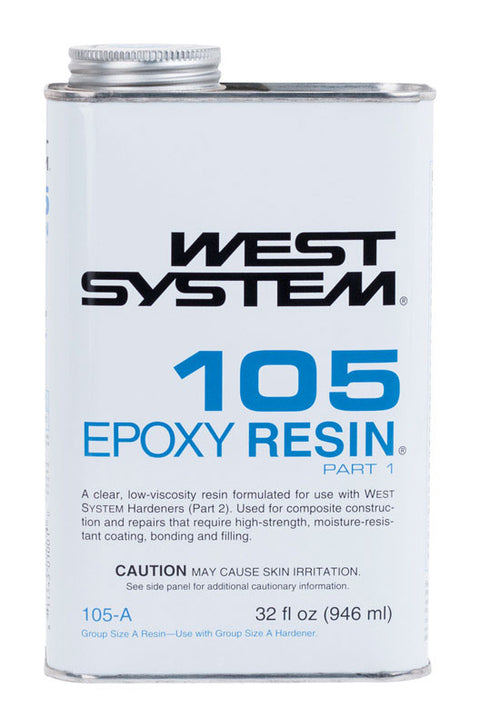 West System 105 Resin Extra Strength Epoxy Clear Epoxy Resin 32 oz (Pack of 4)