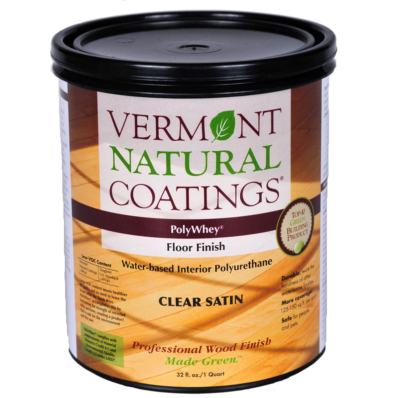 Acabado satinado transparente a base de agua PolyWhey de Vermont Natural Coatings para pisos, 1 pinta (paquete de 6)