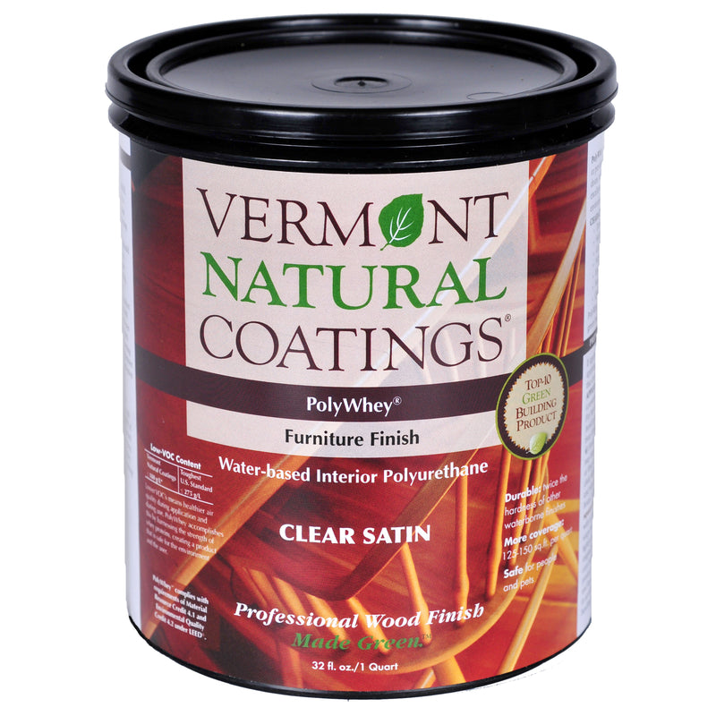 Vermont Natural Coatings PolyWhey Satin Clear Water-Based Furniture Finish 1 qt (Pack of 6)