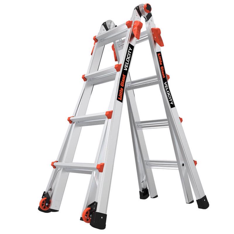 Little Giant Velocity 17 ft. H Aluminum Telescoping Multi-Position Ladder Type IA 300 lb. cap.