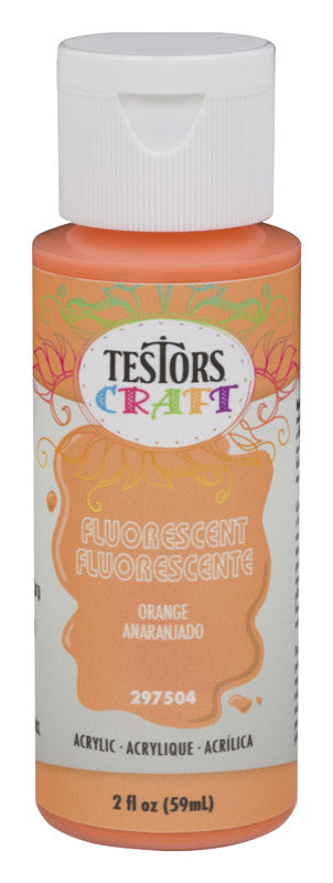 Rust-Oleum Testors Craft Fluorescent Orange Water-Based Paint Interior 2 oz (Pack of 6)