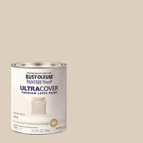 Rust-Oleum Painter's Touch Satin Heirloom White Water-Based Ultra Cover Paint Exterior and Interior (Pack of 2)