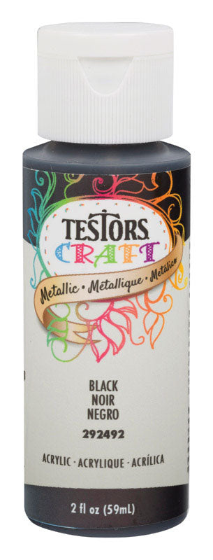 Testors Metallic Black Water-Based Craft Paint Interior 2 oz (Pack of 6)