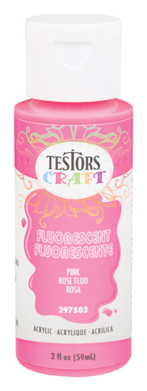 Testors Fluorescent Pink Water-Based Craft Paint Interior 2 oz (Pack of 6)