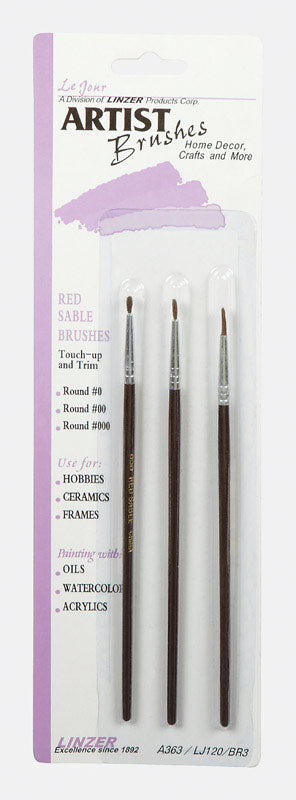 Linzer No. 000/00/0 Assorted Artist Paint Brush Set (Pack of 12)