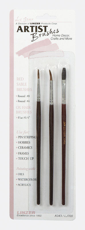Linzer 1-1/4 in. Assorted Artist Paint Brush Set (Pack of 12)