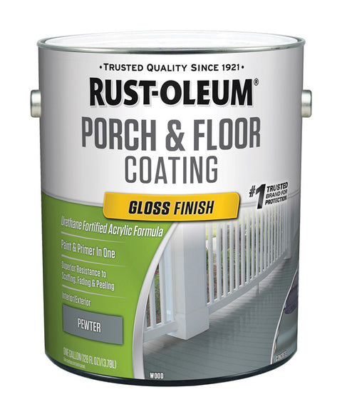 Rust-Oleum Porch & Floor Gloss Pewter Porch and Floor Paint+Primer 1 gal (Pack of 2)