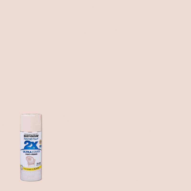 Rust-Oleum Painters Touch 2X Ultra Cover Gloss Pink Peony Paint+Primer Spray Paint 12 oz (Pack of 6)