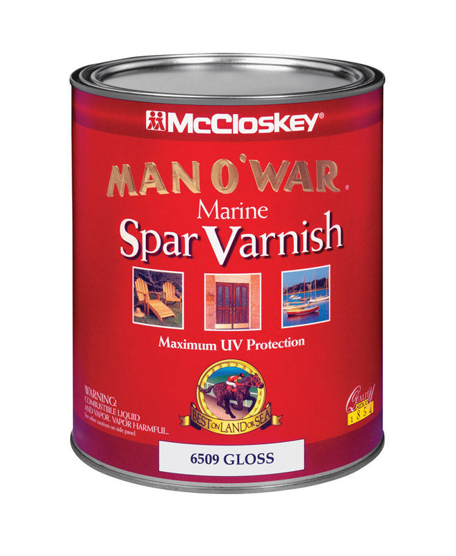 McCloskey Man O' War Gloss Clear Oil-Based Marine Spar Varnish 1 qt (Pack of 4)