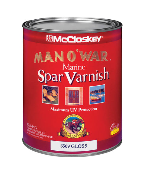 McCloskey Man O' War Gloss Clear Oil-Based Marine Spar Varnish 1 qt (Pack of 4)