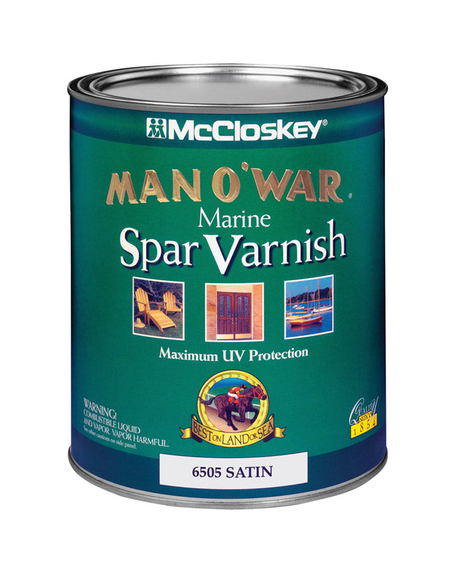 McCloskey Man O' War Satin Clear Marine Spar Varnish 1 qt (Pack of 4)