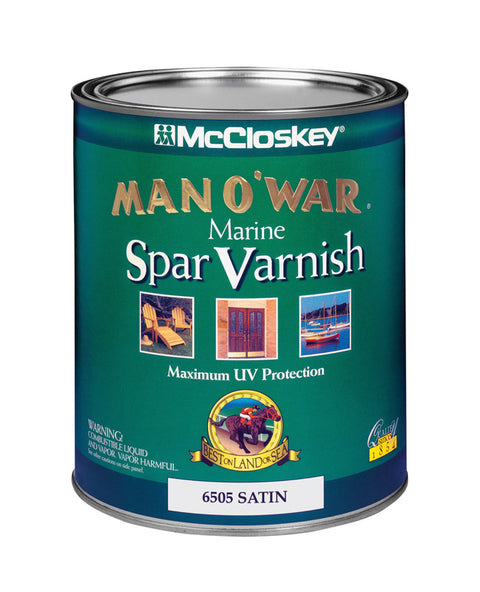 McCloskey Man O' War Satin Clear Marine Spar Varnish 1 qt (Pack of 4)