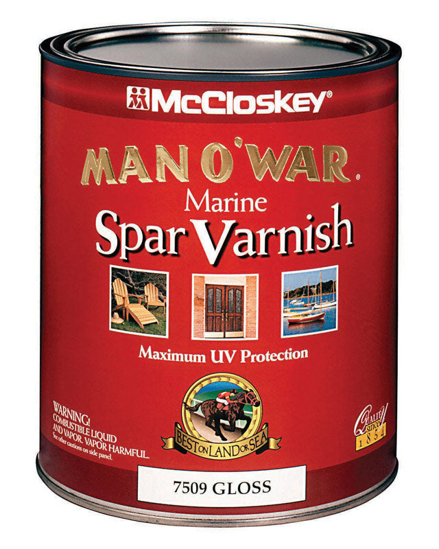 McCloskey Man O' War Gloss Clear Oil-Based Marine Spar Varnish 1 qt (Pack of 4)