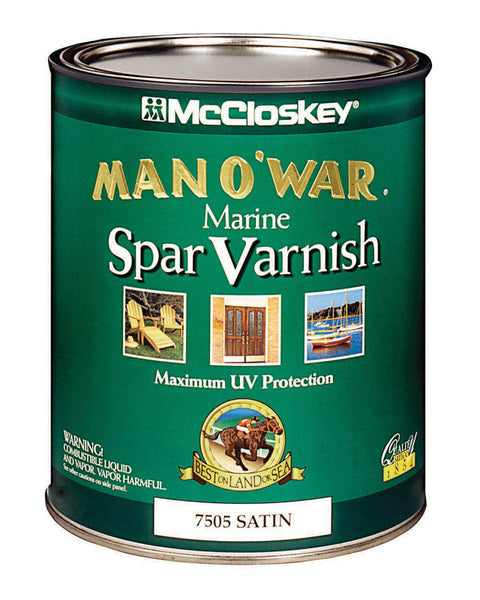 McCloskey Man O' War Satin Clear Oil-Based Marine Spar Varnish 1 qt (Pack of 4)