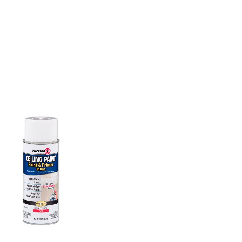 Zinsser Flat Bright White Water-Based Ceiling Paint and Primer in One Interior 13 oz (Pack of 6)