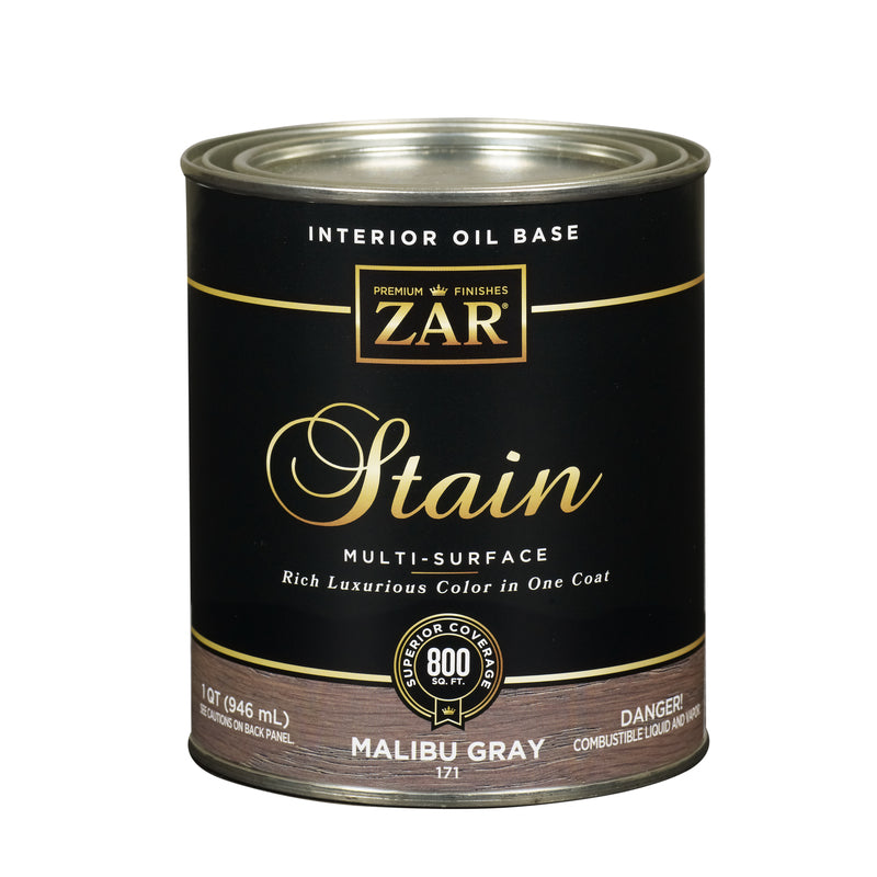 ZAR Solid Malibu Gray Oil-Based Polyurethane Wood Stain 1 qt (Pack of 4)