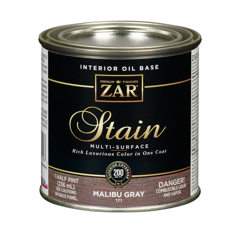 ZAR Solid Malibu Gray Oil-Based Polyurethane Wood Stain 1/2 pt (Pack of 6)