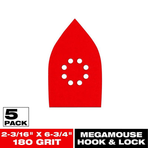 Diablo MegaMouse 4-3/16 x 6-3/4 in. Aluminum Oxide Blend Hook and Lock Sanding Sheets 180 Grit Fine (Pack of 5)