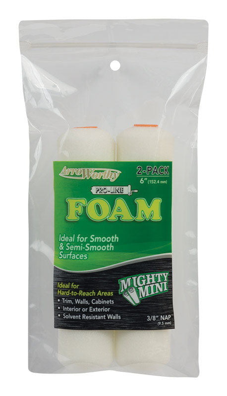 ArroWorthy ProLine Foam 6.5 in. W X 3/8 in. Mini Paint Roller Cover 2 pk (Pack of 12)