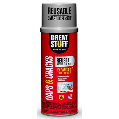 Great Stuff Smart Dispenser Sellador de espuma aislante de poliuretano marfil 12 oz (Paquete de 12)
