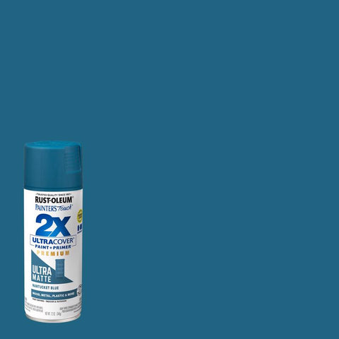 Rust-Oleum Painter's Touch 2X Ultra Cover Ultra Matte Nantucket Blue Paint+Primer Spray Paint 12 oz (Pack of 6)