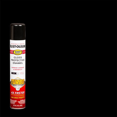 Rust-Oleum Stops Rust Turbo Spray System Gloss Black Protective Enamel Spray Paint 24 oz (Pack of 6)