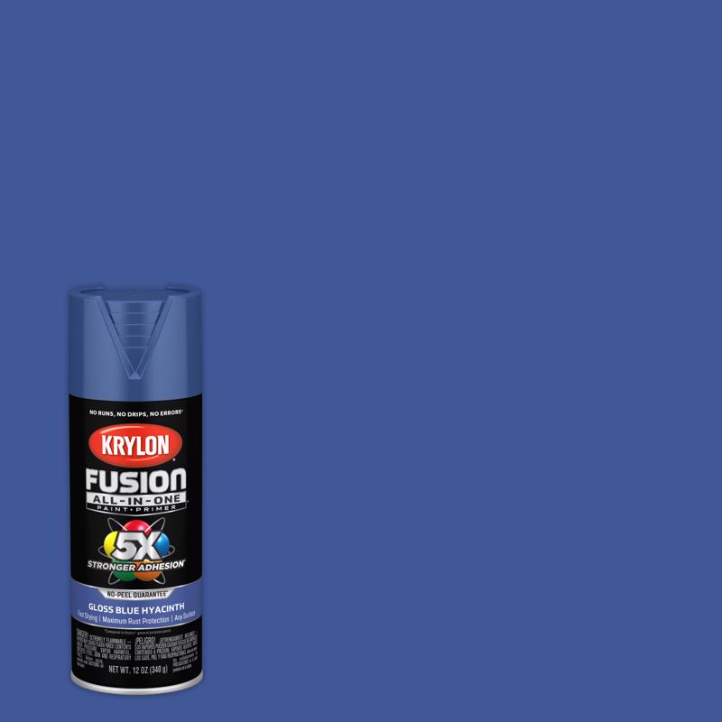 Krylon Fusion All-In-One Gloss Blue Hyacinth Paint+Primer Spray Paint 12 oz (Pack of 6)