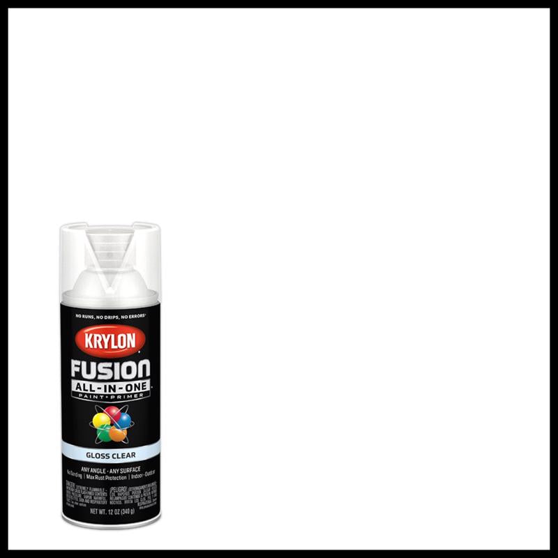 Krylon Fusion All-In-One Gloss Clear Paint+Primer Spray Paint 12 oz (Pack of 6)