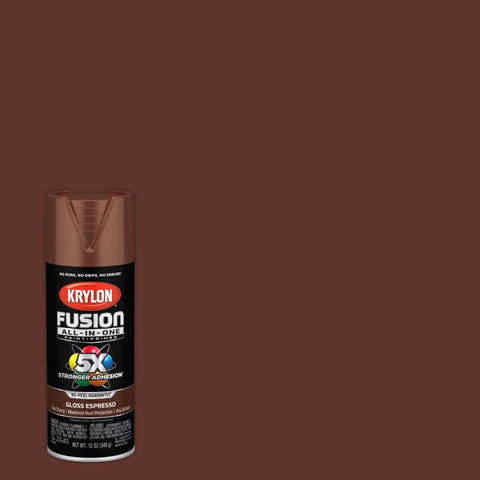 Krylon Fusion All-In-One Gloss Espresso Paint+Primer Spray Paint 12 oz (Pack of 6)