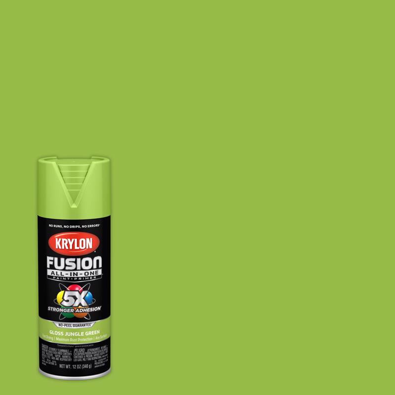 Krylon Fusion All-In-One Gloss Jungle Green Paint+Primer Spray Paint 12 oz (Pack of 6)