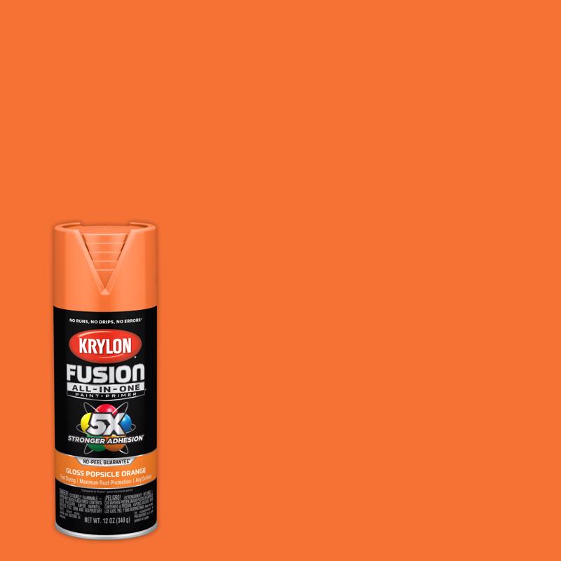 Krylon Fusion All-In-One Gloss Popsicle Orange Paint+Primer Spray Paint 12 oz (Pack of 6)