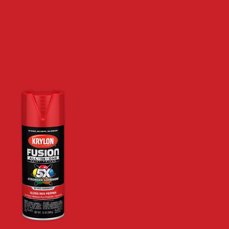 Krylon Fusion All-In-One Gloss Red Pepper Paint+Primer Spray Paint 12 oz (Pack of 6)
