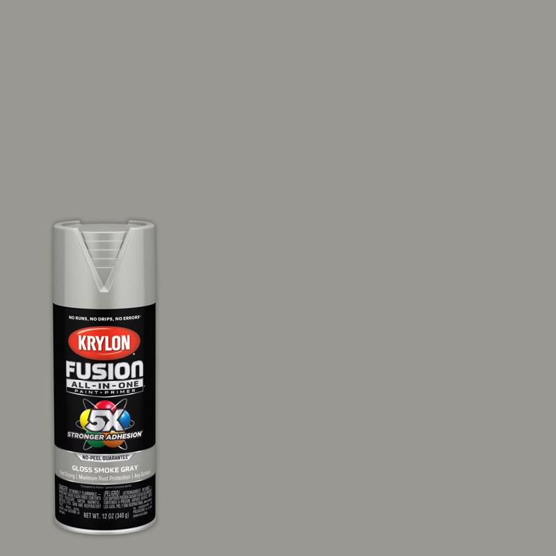 Krylon Fusion All-In-One Gloss Smoke Gray Paint+Primer Spray Paint 12 oz (Pack of 6)