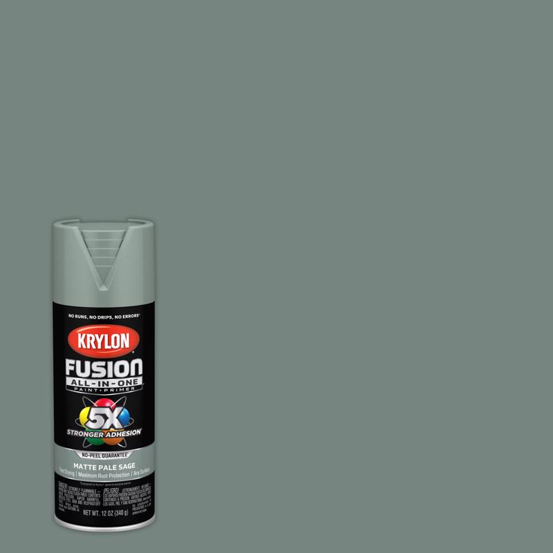 Krylon Fusion All-In-One Matte Pale Sage Paint+Primer Spray Paint 12 oz (Pack of 6)
