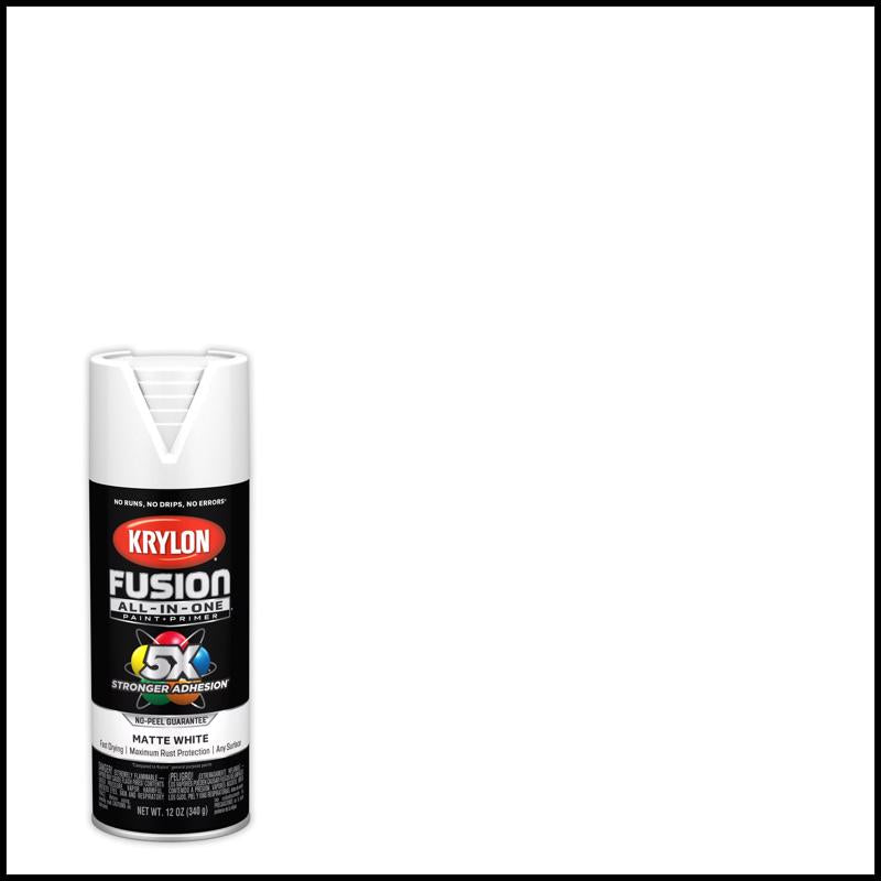 Krylon Fusion All-In-One Matte White Paint+Primer Spray Paint 12 oz (Pack of 6)