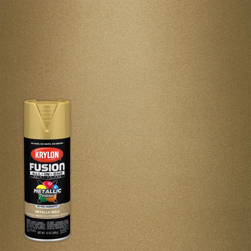 Krylon Fusion All-In-One Metallic Gold Paint+Primer Spray Paint 12 oz (Pack of 6)