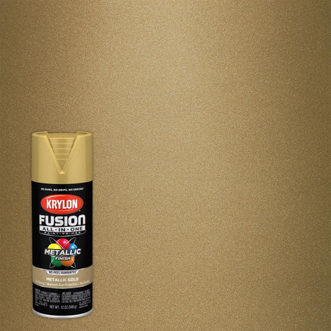 Krylon Fusion All-In-One Metallic Gold Paint+Primer Spray Paint 12 oz (Pack of 6)