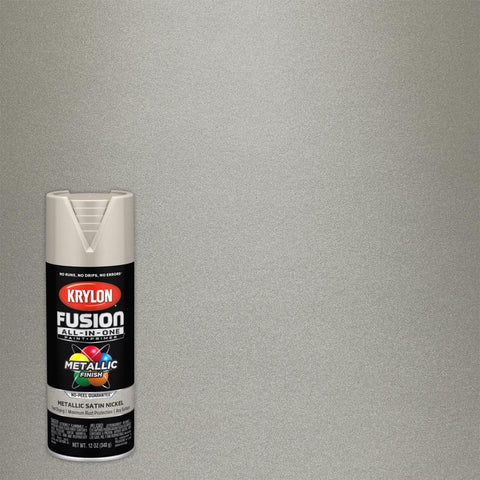 Krylon Fusion All-In-One Metallic Satin Nickel Paint+Primer Spray Paint 12 oz (Pack of 6)