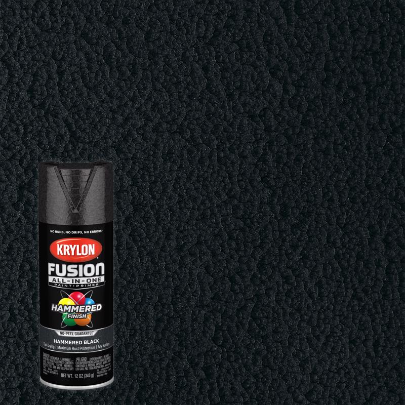Krylon Fusion All-In-One Hammered Black Paint+Primer Spray Paint 12 oz (Pack of 6)
