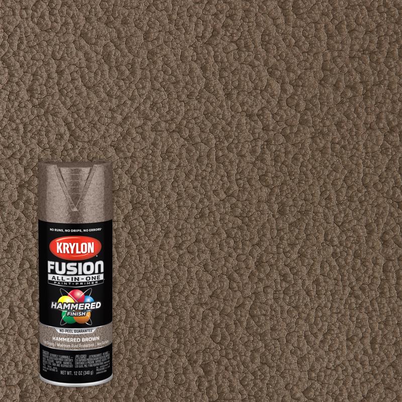 Krylon Fusion All-In-One Hammered Brown Paint+Primer Spray Paint 12 oz (Pack of 6)