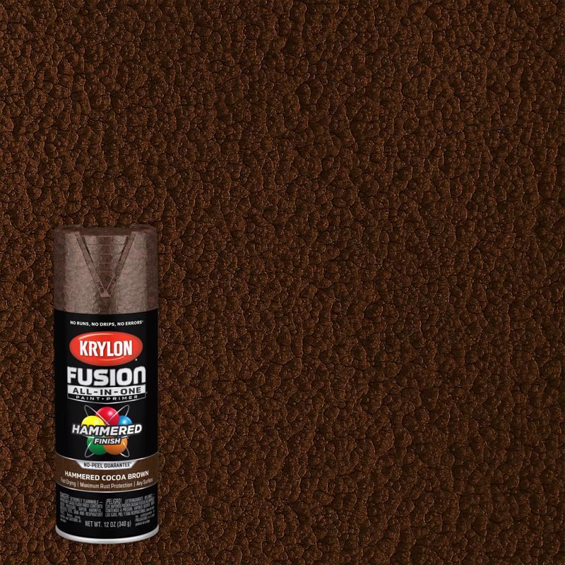 Krylon Fusion All-In-One Hammered Cocoa Brown Paint+Primer Spray Paint 12 oz (Pack of 6)
