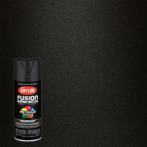 Krylon Fusion All-In-One Metallic Black Stainless Steel Paint+Primer Spray Paint 12 oz (Pack of 6)