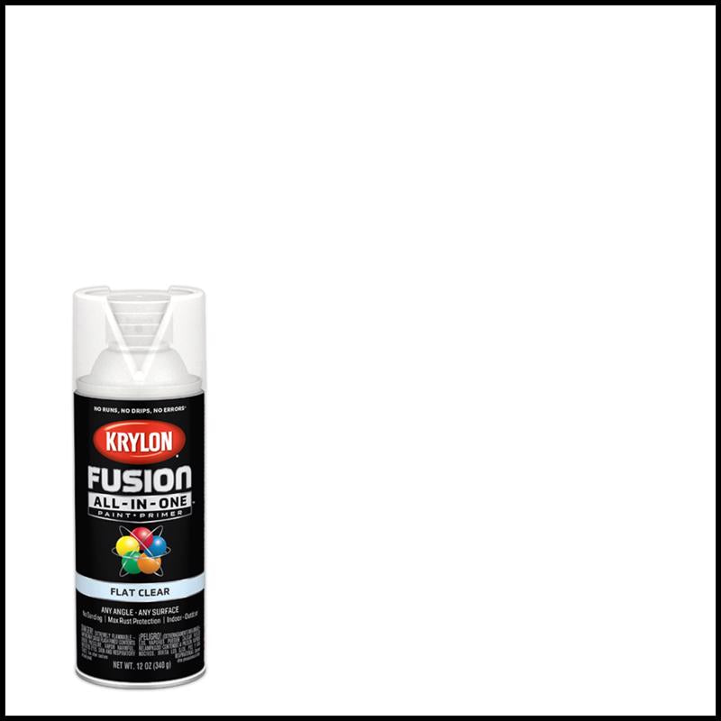 Krylon Fusion All-In-One Flat Clear Paint+Primer Spray Paint 12 oz (Pack of 6)
