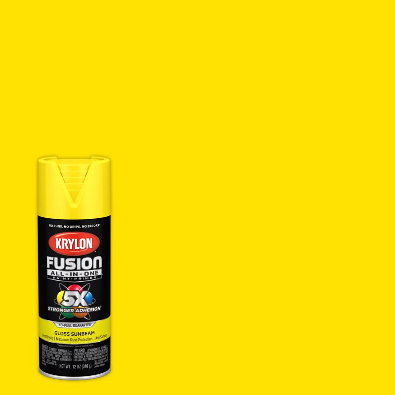 Krylon Fusion All-In-One Gloss Sunbeam Paint+Primer Spray Paint 12 oz (Pack of 6)